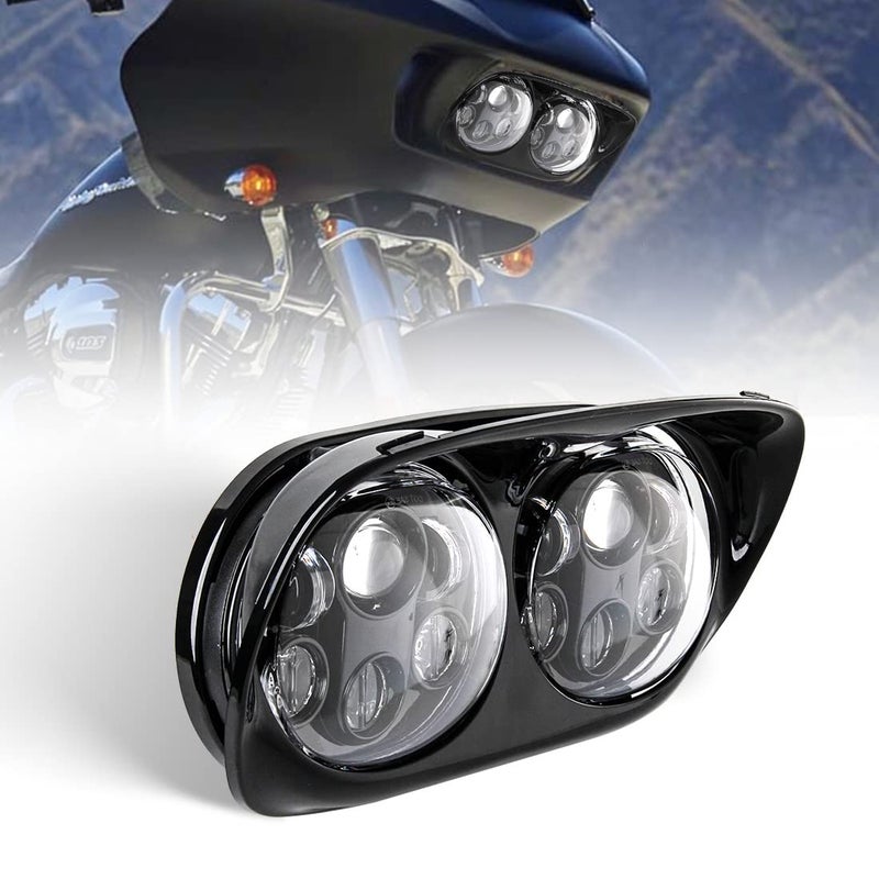 SKTYANTS Dual LED Headlight for Motorcycle Road Glide 2004-2013 Motocycle Projector Replacement with High Low Beam Headlight cover kit (Black) - Image 1